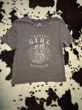 Country Girl Nashville Graphic Crop Top - Gray